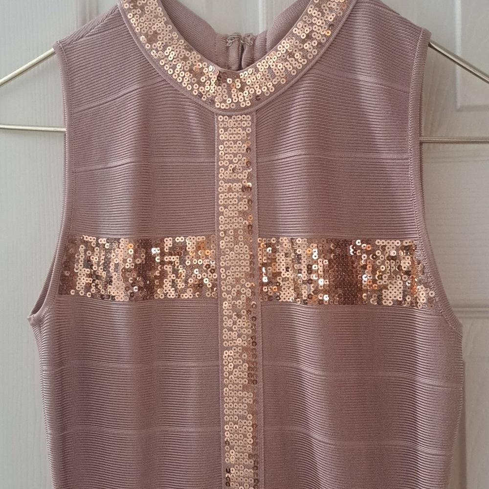 VENUS Bandage Blush Gold Sequin Dress XS - Picture 3 of 10